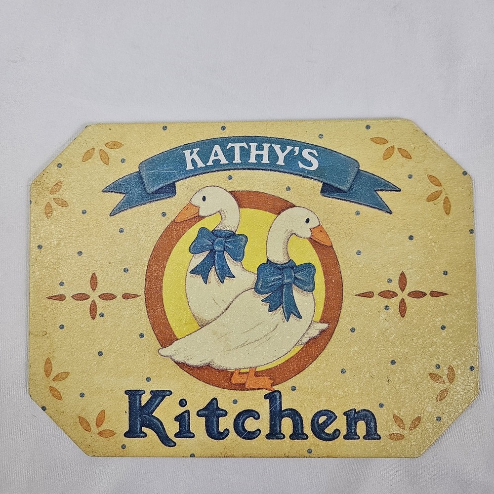 Vintage Geese Kitchen Tin Hot Plate Trivet Wall Hanging Kathy's Kitchen 1987